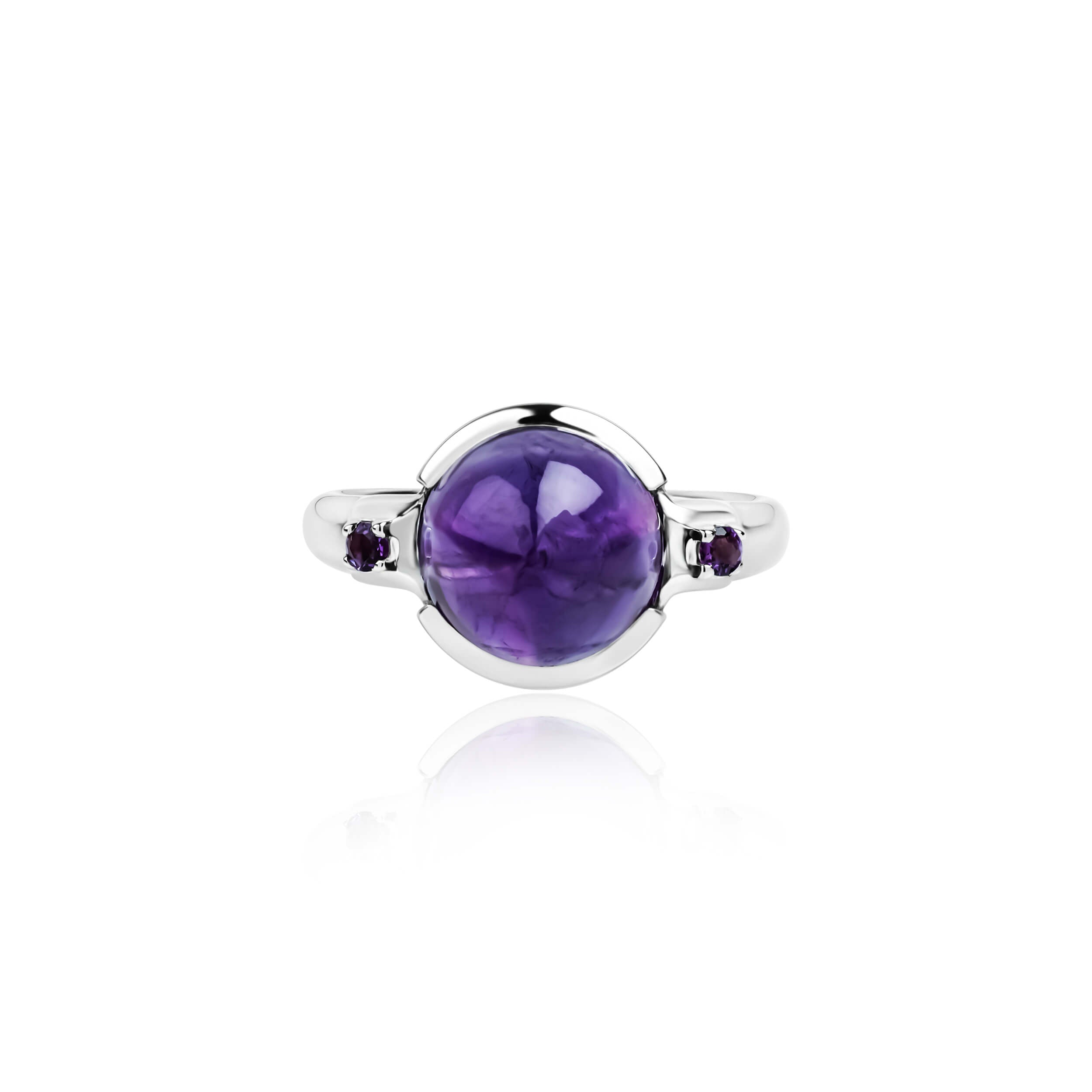 Round Amethyst Men's Ring in Sterling Silver|Colt Men's Ring with Round Amethyst